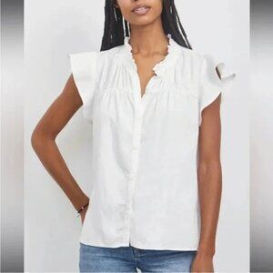 NWT Rails Ruthie Button Down Ruffle Shirt White Feminine Top (Size S)